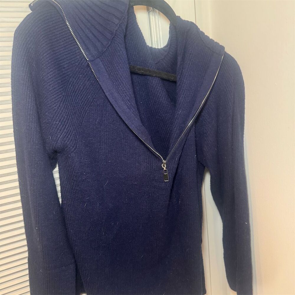 BTFBM Women's Navy Blue Ribbed Half Zip Pullover Sweater Size S